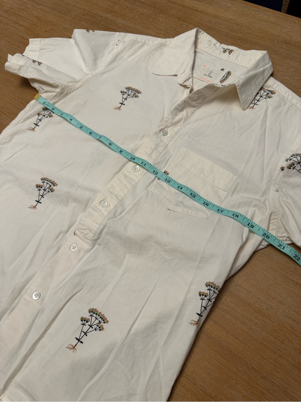 La Paz Alegre Flora Shirt – Portuguese Cotton Botanical Print Button-Up Size M - Picture 10 of 11